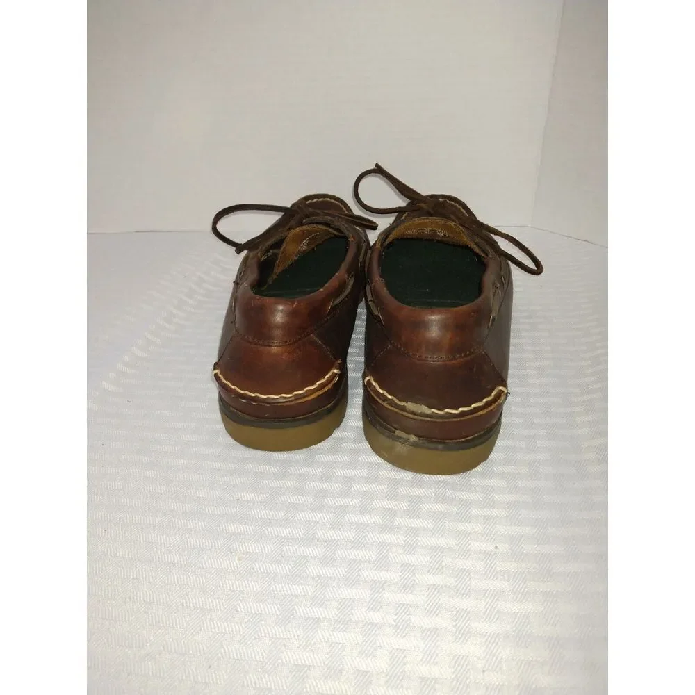 Thom McAn Mens Brown Full Grain Leather Boat Shoes Deck Loafers‎ 8.5 8507/1000